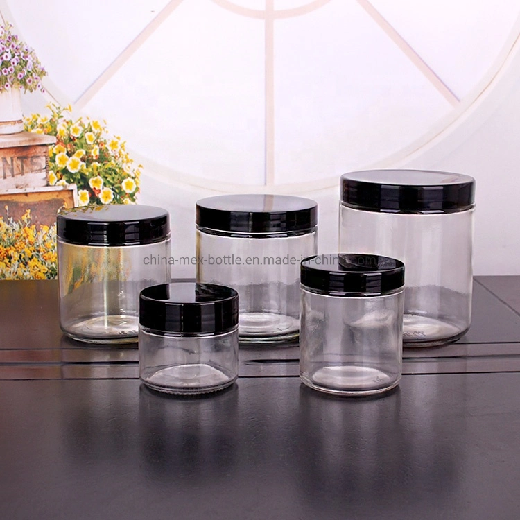 30ml-1000ml Food Storage Round Glass Jar with Plastic Lid