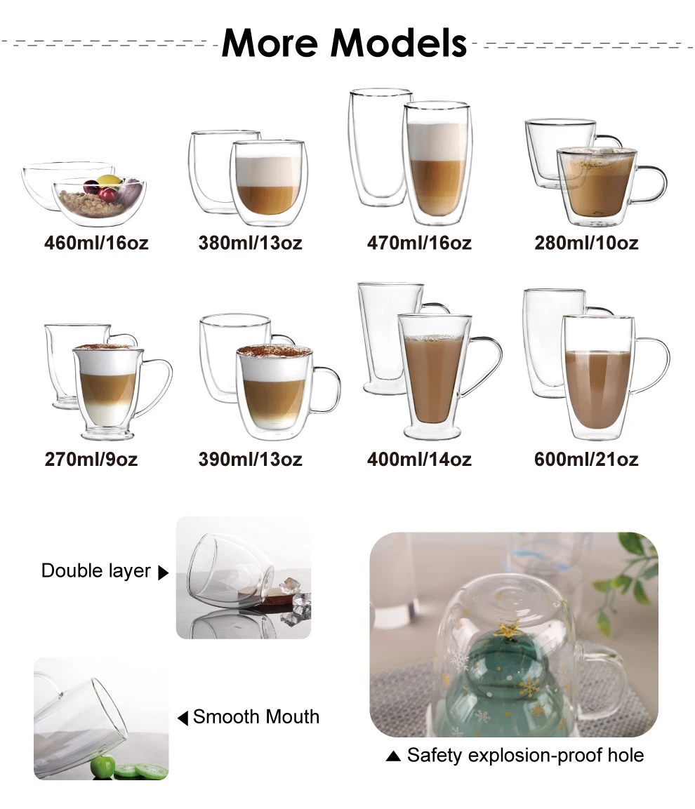 Heat Resistant High Borosilicate Glass Double Wall Glass Mug Coffee Cup