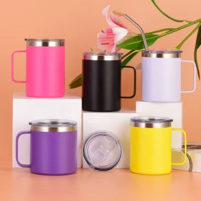 Promotional Bicycle Coffee Tea Milk Japan Style Textured Vacuum Double Wall Tumbler with Cover