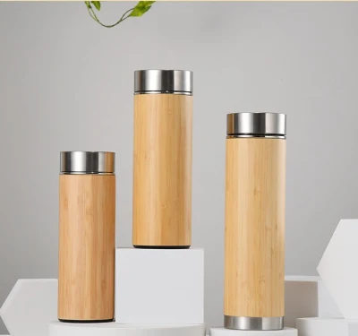 Double Wall stainless Steel Bamboo Vacuum Flask