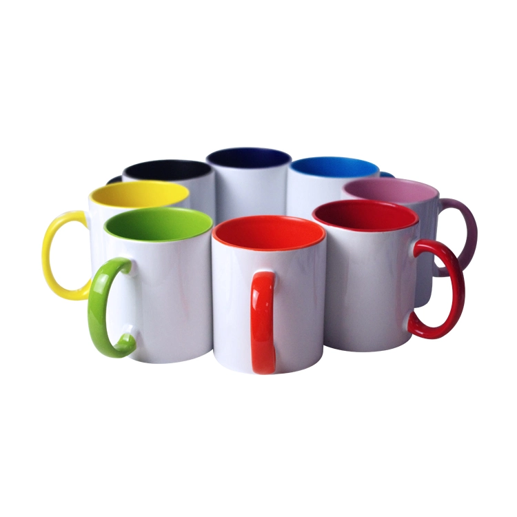 High Quality Grade AA Custom Inner and Rim Color Sublimation Coffee Mugs in Double Color