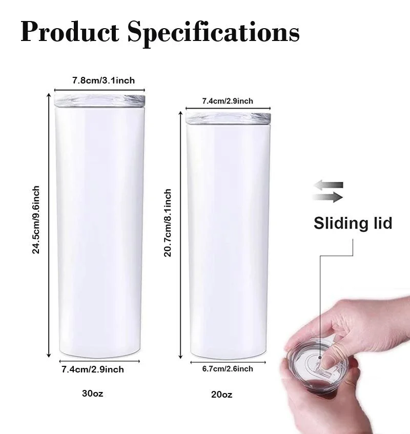 New Design 20oz Stainless Steel Sublimation Tumbler Double Walled Vacuum Insulated Straight Tumbler Sublimation Blank