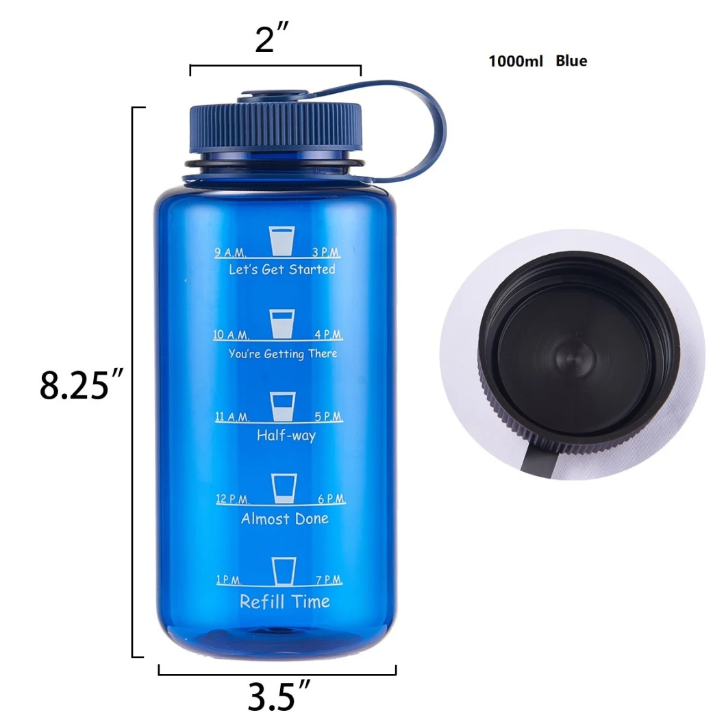 32oz Custom Logo BPA Free Tritan Water Bottle Wide Mouth Lid 1000ml Plastic Bottles with Handle