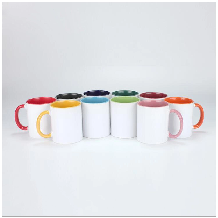 High Quality Grade AA Custom Inner and Rim Color Sublimation Coffee Mugs in Double Color