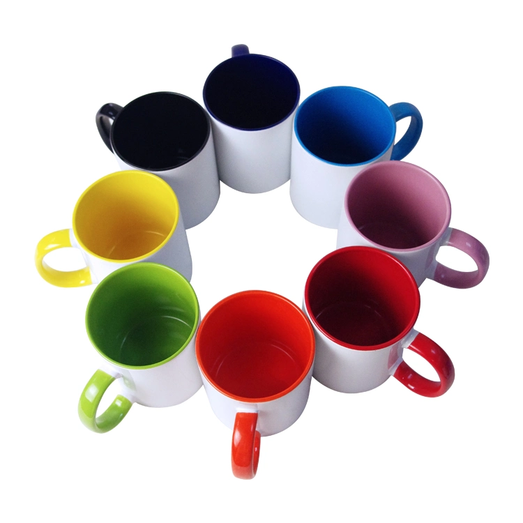 High Quality Grade AA Custom Inner and Rim Color Sublimation Coffee Mugs in Double Color