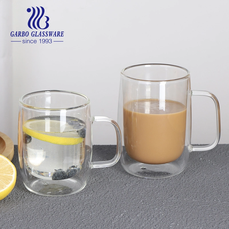 Online Shope Popular Double Wall Pyrex Glass Tea Mug Latte Coffee Glass Cup with Handle 250ml Food Grade Clear Tea Water Cup