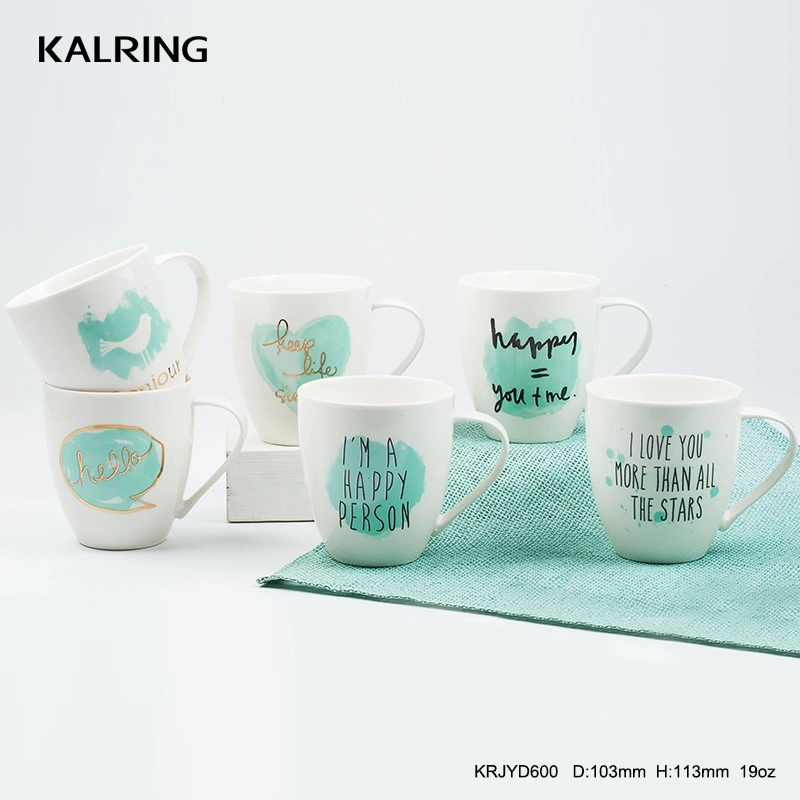 Kalring Valentine&prime; S Day 11oz Bullet Mug Couples Packing Tiffney Color Real Golden Design for Wholesaler